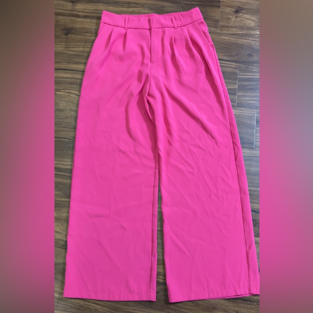 High-Rise Wide Leg Pants in Vibrant Pink